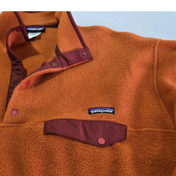 XL PATAGONIA SYNCHILLA Snap T Pullover Orange Fleece Mens XLARGE 1998 Vintage